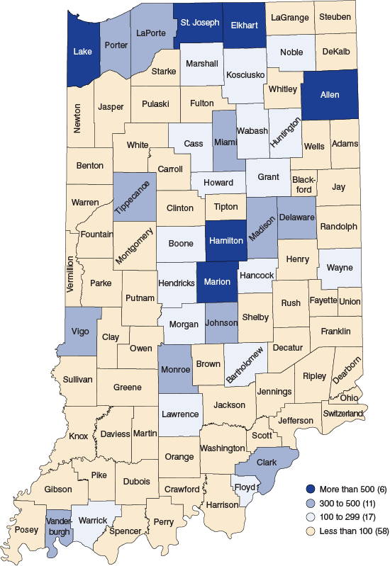 Figure 1: Native Americans by County, 2010